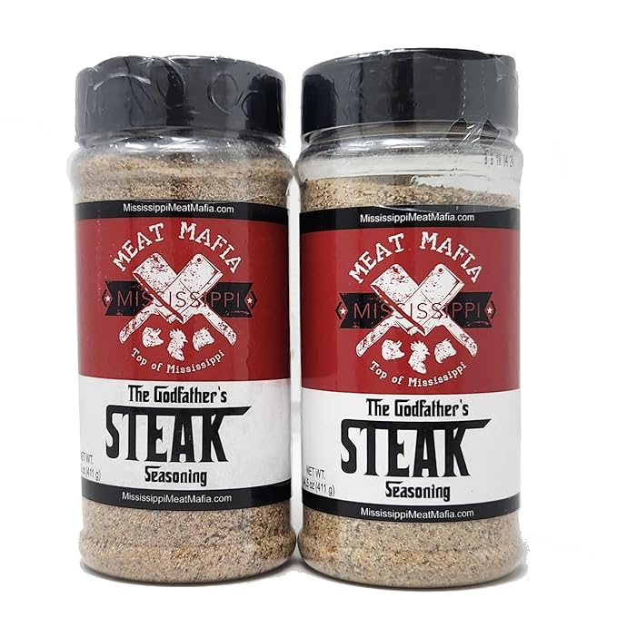 2 Pack of Top of Mississippi Barbecue Seasoning Meat Mafia Spice Rubs Shakers (14.5oz Godfathers Steak Seasoning)
