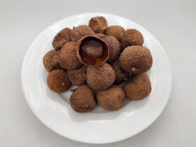 Sweet Post Dried Lychee with Shell - Mochi Glutinous Rice Variety (16oz Resealable Bag) | Thick Fleshy Pulp &amp Small Seed | Sun-Dried &amp Oven-Baked Snack 糯米糍