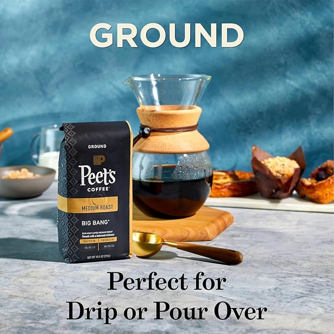 Peet's Coffee Dark Roast and Decaf Ground Coffee Bundle - Major Dickason's Blend 18 Ounce (1 Bag of 18 Ounces) and Decaf Major Dickason's Blend 10.5 Ounce (1 Bag of 10.5 Ounces)