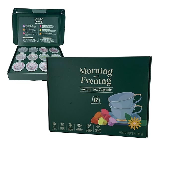 Variety Tea Capsules Sampler for Original-Style Machines 12 Count | 6 Assorted Tea Flavors | Earl Grey Hibiscus Peach Chamomile Citrus &amp More
