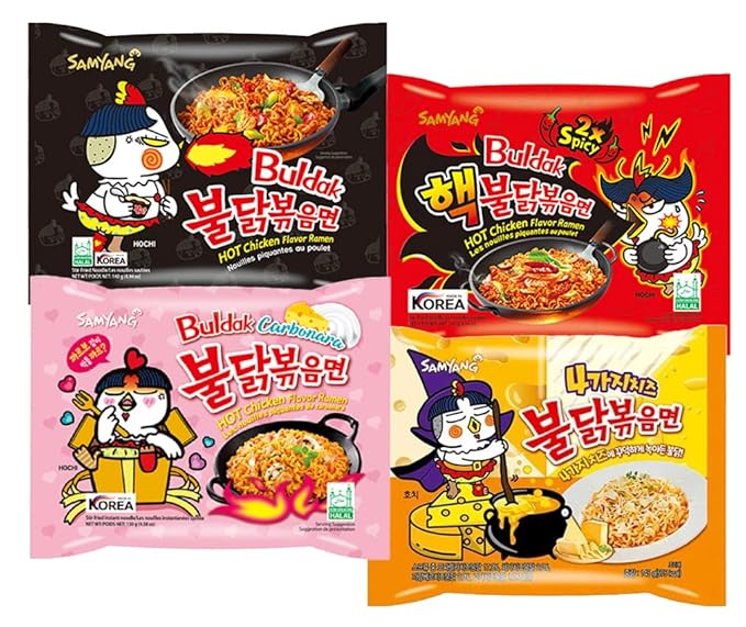 Samyang Spicy Hot Chicken Ramen 11 Flavor Variety Pack - FREE Chopsticks - Korean Buldak Ramen Noodles (11 Pack)