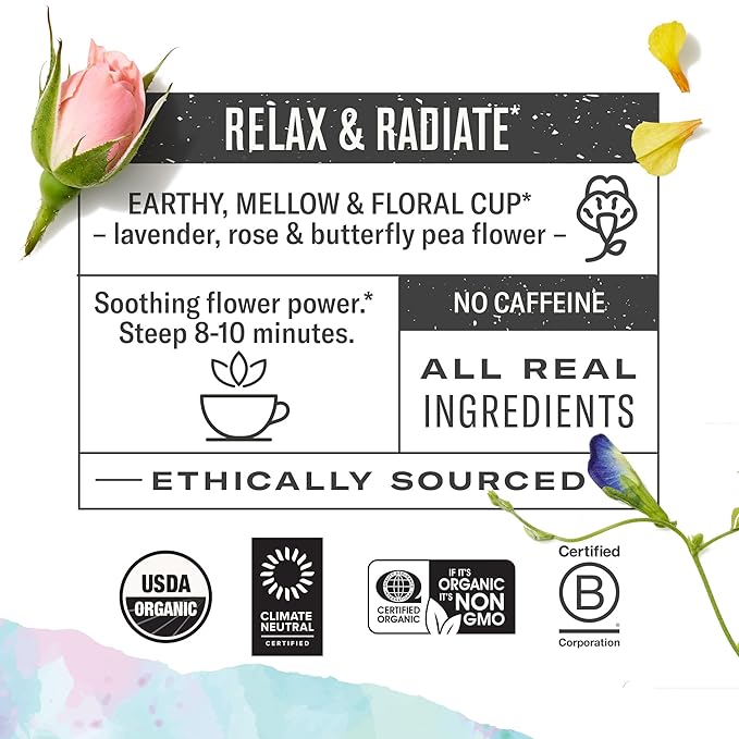 Numi Organic Damiana Herbal Tea Variety Pack - Relax Focus &amp Uplift with Damiana Butterfly Pea Flower Lemon Balm Gingko (Pack of 3) 16 Count Herbal Tea Bags