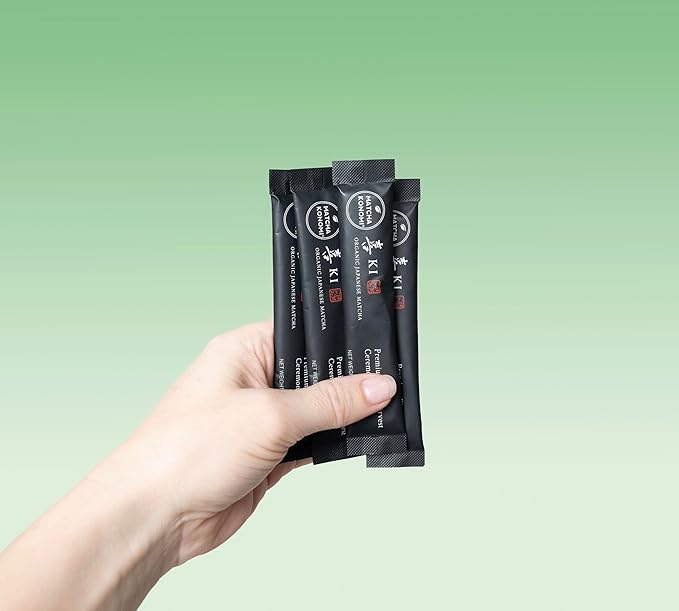 Ki Matcha (25 x 1.5g Sticks) - Organic Premium Ceremonial Japanese Matcha Green Tea Powder - First Harvest Radiation Free No Additives Zero Sugar - USDA Certified - Single Serve Packets