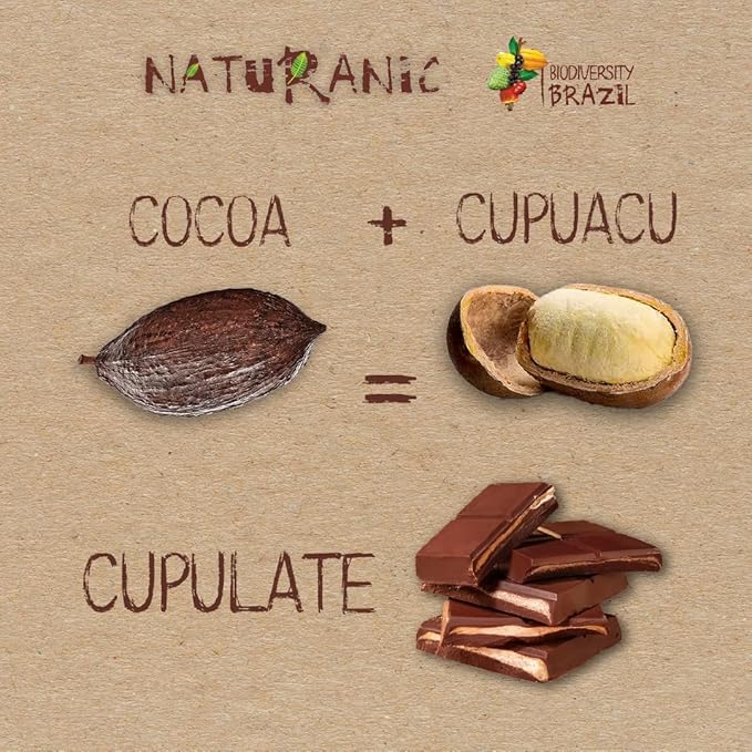 Naturanic Brazilian Dark Chocolate Bar Cupuaçu and Nuts Filling Sugar Free Keto Friendly Vegan Organic Non-GMO Gluten Free - Pack of 2