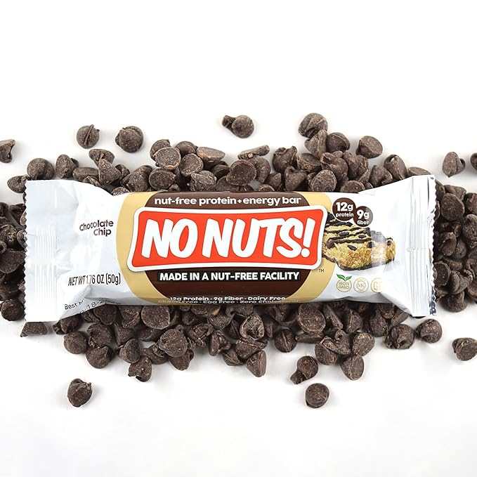 No Nuts! Chocolate Chip Protein Bars 100% Nut-Free &amp School-Safe | 12g Plant Protein Vegan Gluten-Free Non-GMO Organic Kosher | 12 Count