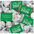 124 Pcs Green Graduation Candy Party Favors Green Wrapped Miniatures and Silver Kisses by Just Candy (1.52 lbs approx. 124 Pcs)