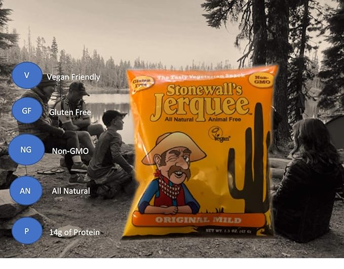 Stonewall Jerquee Original Mild Vegan / Vegetarian Jerky 1.5 Ounce (8 Pack)