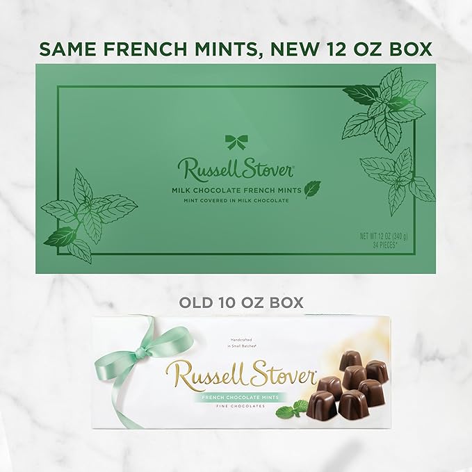 RUSSELL STOVER Milk Chocolate French Mints Candy Gift Box 12 oz. NEW BOX