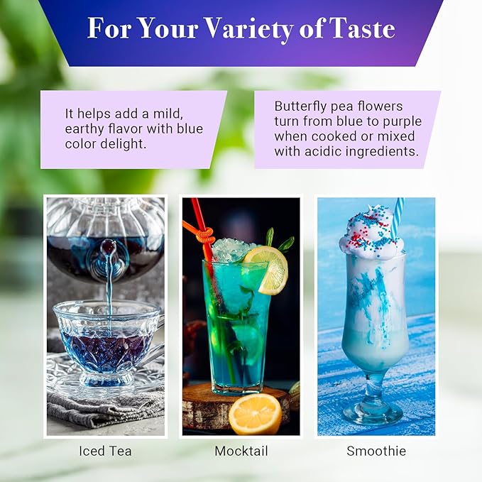 Butterfly Pea Flower Tea 1 LB (1000+ Cups) | Cut and Sifted | Makes Beautiful Blue Or Purple Food Coloring | Blue tea Butterfly Pea Flower | Non-Gmo Ethically Sourced | By Yogi's Gift®
