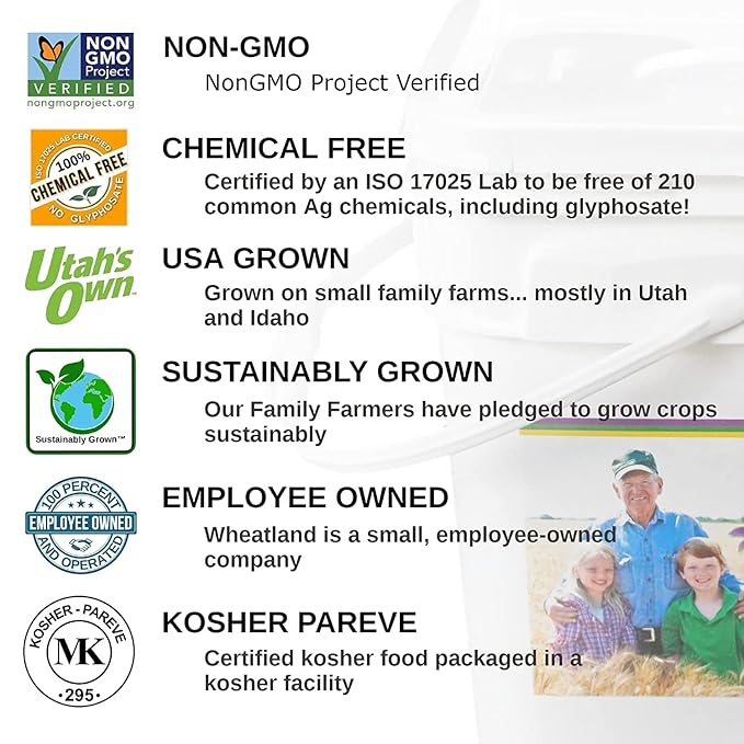Rolled Oats 10 lb Bucket Lab tested Chemical Free NON-GMO Kosher Certified Emergency Food Supply 15 year shelf Life Old Fashioned Oatmeal