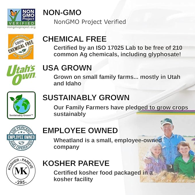 Wheatland Steel Cut Oats 20lb Bucket Lab Tested Chemical Free 4 Gallon HDPE Bucket with Mylar Liner &amp Oxygen Absorber 15 Year Shelf Life USA Grown NON GMO Kosher Farm Fresh Flavor 40 Year