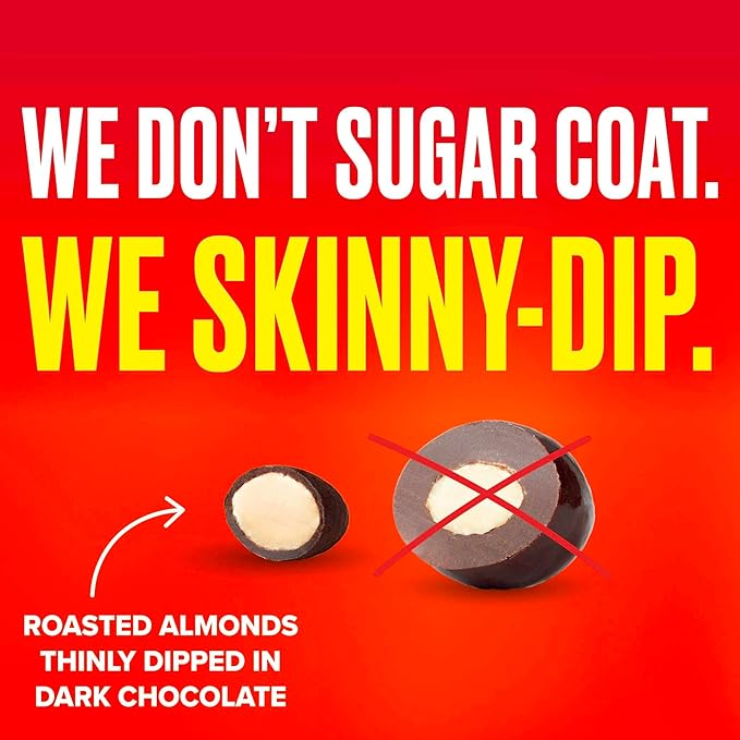 SkinnyDipped Dark Chocolate Peanut Butter Almonds Healthy Snack Plant Protein Gluten Free 0.46 oz Mini Bags Pack of 24