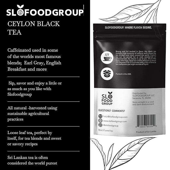 Slofoodgroup Ceylon Black Tea - Loose Leaf Black Tea from Sri Lanka - Pekoe Grade Tea Leaf (12 OZ)…
