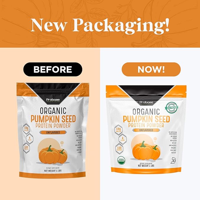 Probase Nutrition Pumpkin Seed Protein Powder Unsweetened Plant-Based Pumpkin Protein Powder Ideal for Post-Activity Support Pumpkin Powder is Rich in Omega 3 6 9 | 1 lb Cold Pressed