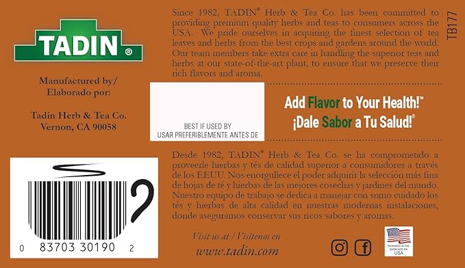 Tadin Pumpkin Spice Herbal Tea Caffeine Free Decaf 24 Tea Bags Per Box Pack of 6