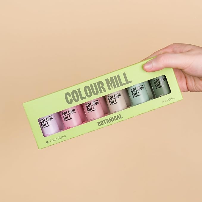 Colour Mill Botanical Pack Aqua Blend Water-Based Food Coloring 20 Milliliters Dusk Latte Lilac Olive Rose &amp Sage
