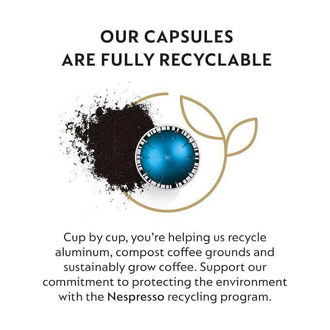Nespresso Capsules Vertuo Odacio Medium Roast Coffee 30-Count Coffee Pods Brews 7.8oz.
