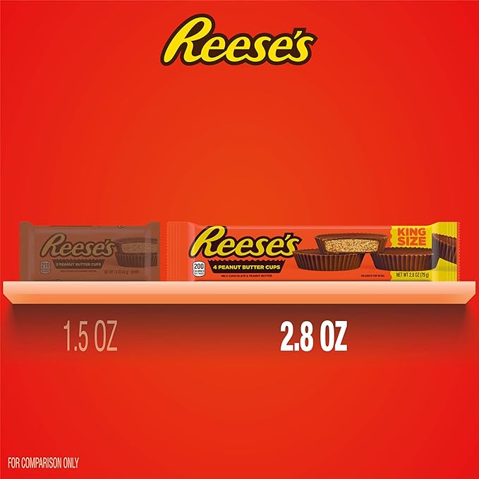 REESE'S Milk Chocolate King Size Peanut Butter Cups Candy Packs 2.8 oz (24 Count)