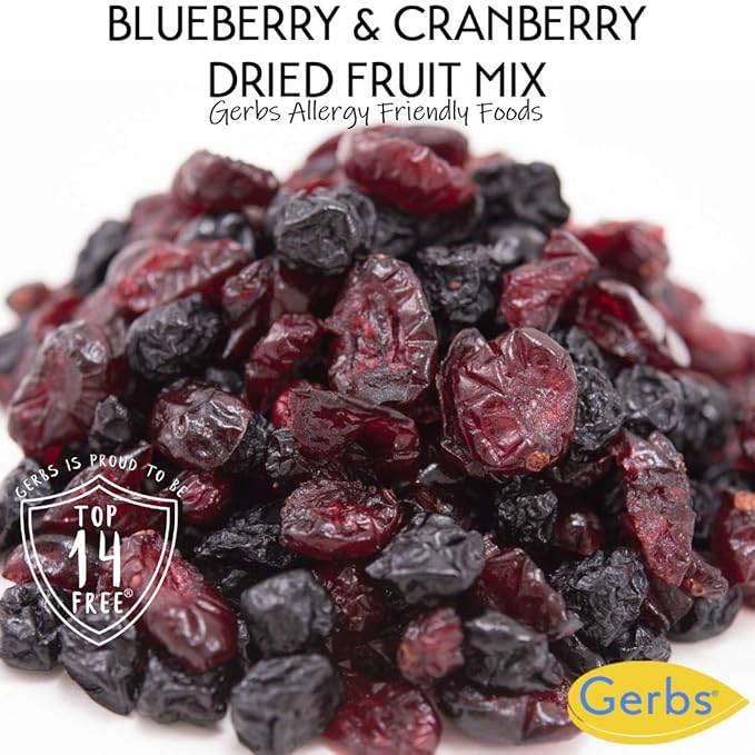 Gerbs Sweetened Blueberry &amp Cranberry Dried Fruit Snack Mix 2 lbs. | Unsulfured No Preservatives Resealable Bag | Naturally Sweet &amp Chewy with Tart Berry Flavor | Top 14 Allergen-Free