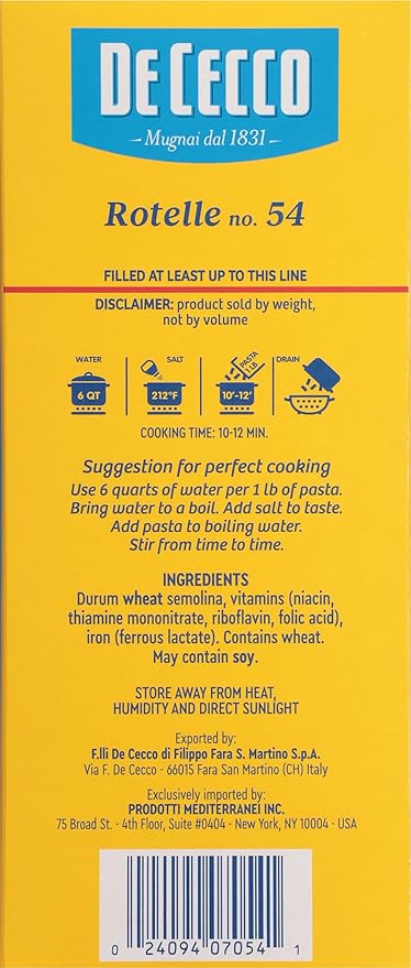 De Cecco Pasta Zita Cut No.118 1 Pound (Pack of 12) - Made in Italy High in Protein &amp Iron Bronze die