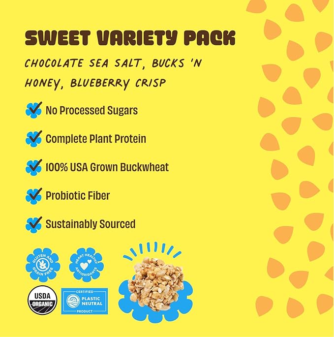 Clusterbucks Superfood Clusters – Grain-Free Keto-Friendly Granola with Regeneratively Grown Sprouted Buckwheat– Gluten-Free Low-Carb Organic Healthy Snack (6 Ounce (Pack of 6) Variety #2)