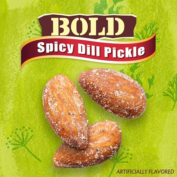Blue Diamond Almonds Bold Spicy Dill Pickle Flavored Snack Nuts Single Serve Bags (1.5 Oz. Tubes Pack of 12)