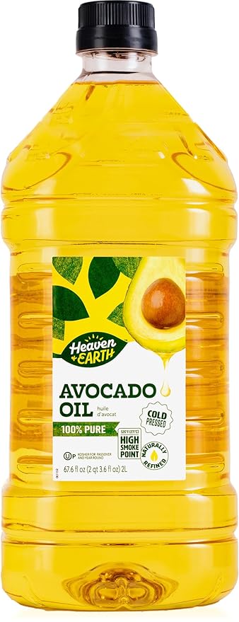 Heaven &amp Earth Premium Cold Pressed 100% Pure Avocado Oil 2 Liter | High Smoke Point 520F | Naturally Refined | Certified Kosher (including Passover)