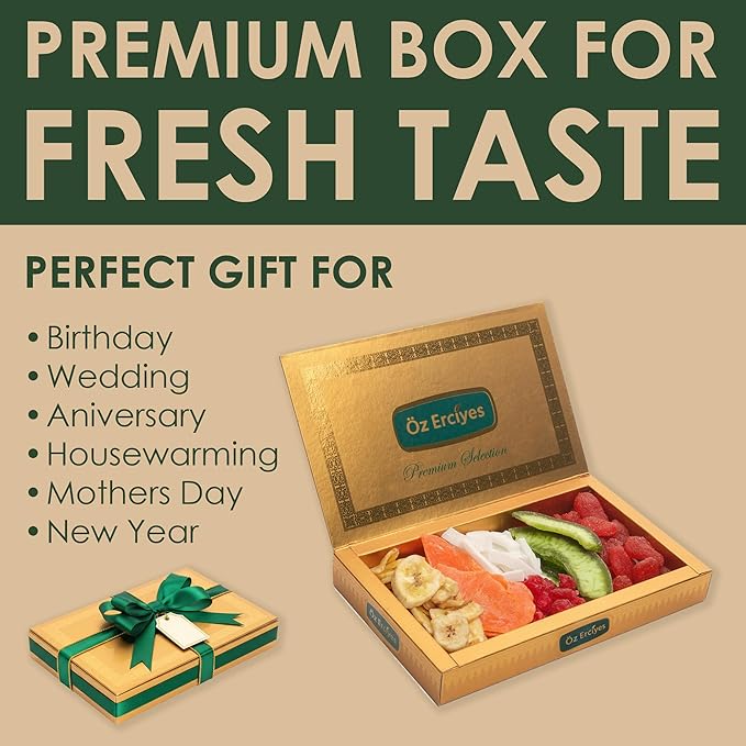 Mixed Dried Fruit Assortment – Mango Banana Cherry Coconut Pomelo &amp Strawberry Premium Dried Fruit Snack Gourmet Fruit Mix Gift Box 17.6 oz (500g)