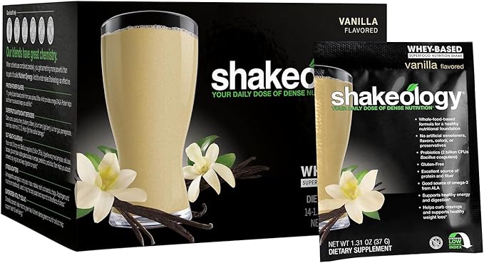 BODi Shakeology Whey-Based Protein Powder – Gluten-Free Superfood Shake with Vitamins &amp Minerals – Helps Support Healthy Weight Loss &amp Gut Health Vanilla 14 Individual Packets
