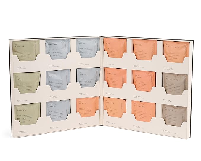 Dona Tea Library - 18 premium blended teas conveniently packaged in 36 plant-based sachets and stored in an elegant case