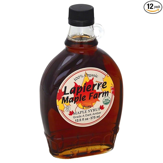 Lapierre Organic Grade A Dark Color Maple Syrup Pareve 12.5 Ounces (Pack Of 12)