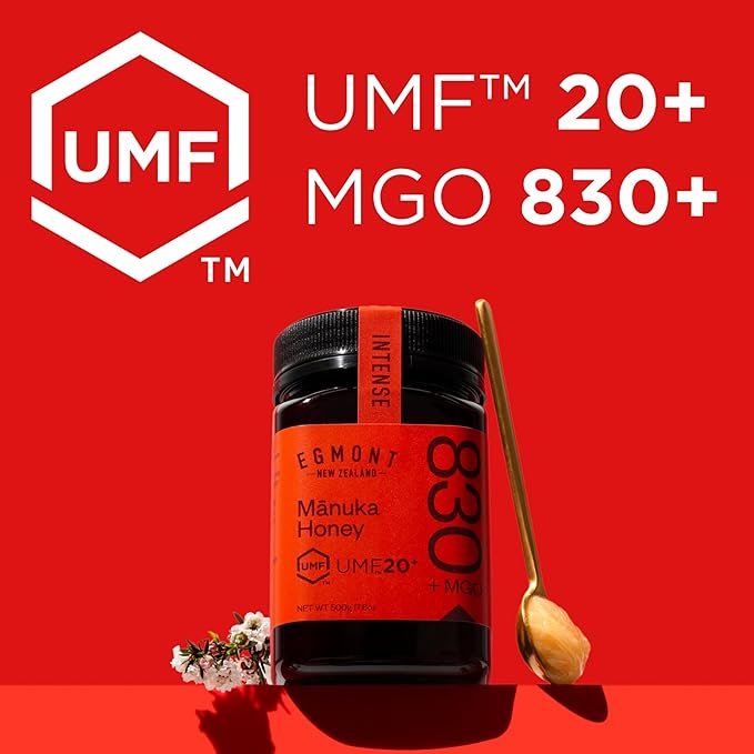 Egmont Honey Manuka Honey UMF 20+ MGO 830+ | 8.8 oz (250 g) | 100% Pure Authentic New Zealand Honey UMF &amp MGO Certified Non-GMO Kosher Traceable Recycled Jar Immune Support