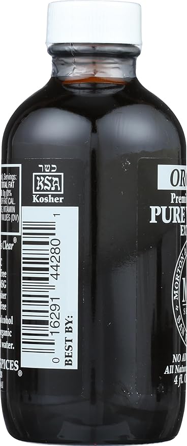 Morton &amp Bassett Organic Pure Vanilla Extract | Premium Bourbon Vanilla for Baking &amp Beverages | Gluten Free Salt Free Non-GMO | 4 fl oz Bottle