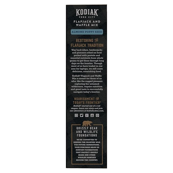 Kodiak Cakes Power Cakes Pancake &amp Waffle Mix Almond Poppyseed High Protein100% Whole Grains (Pack of 6)