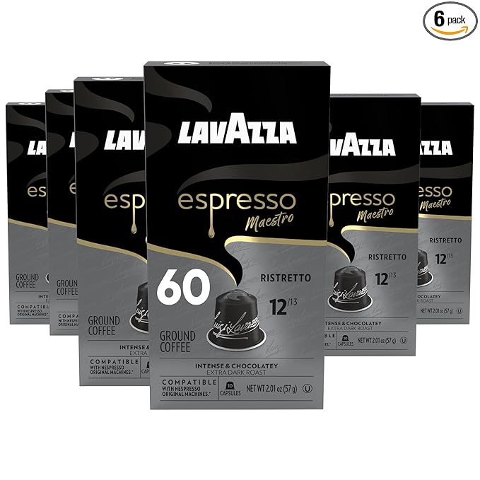 Lavazza Lavazza Ristretto Noble Dark Roast Coffee Capsules Compatible with Nespresso Original Machines Ristretto 10 Count (Pack of 6)