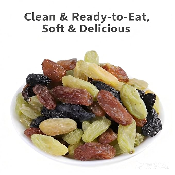 4-in-1 Colorful Seedless Raisins - Individually Wrapped Snack Packs With 4 Flavors No Mess Perfect For Baking &amp On-the-Go(9g*60 packs)