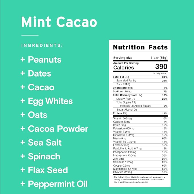 SANS Meal Replacement Protein Bar Gluten Free Healthy High Protein Snacks High Fiber No Sugar Added Dairy Free Soy Free Mint Cacao 12 Bars
