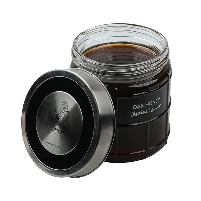 Geohoney Oak Honey Pure Unprocessed Dark Rich Honey 2.2 lb Jar