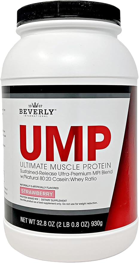 Beverly International UMP Protein Powder Strawberry. Unique Whey-Casein Ratio Builds Lean Muscle. Easy to Digest. No Bloat. (32.8 oz) 2lb .8 oz