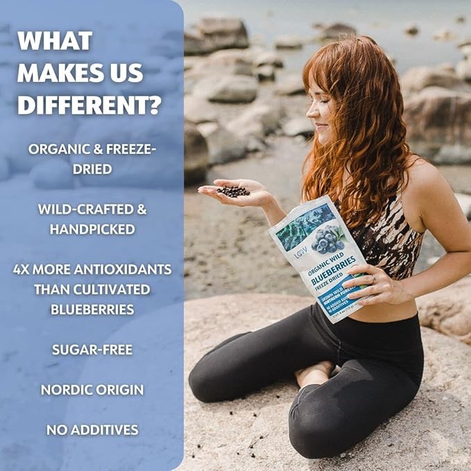 LOOV Wild Organic Dried Blueberries No Added Sugar No Added Oil 4 Ounces Freeze Dried Blueberries Organic From Nordic Forests 100% Whole Fruit Wild Blueberries Non-GMO Unsweetened Dried Fruit