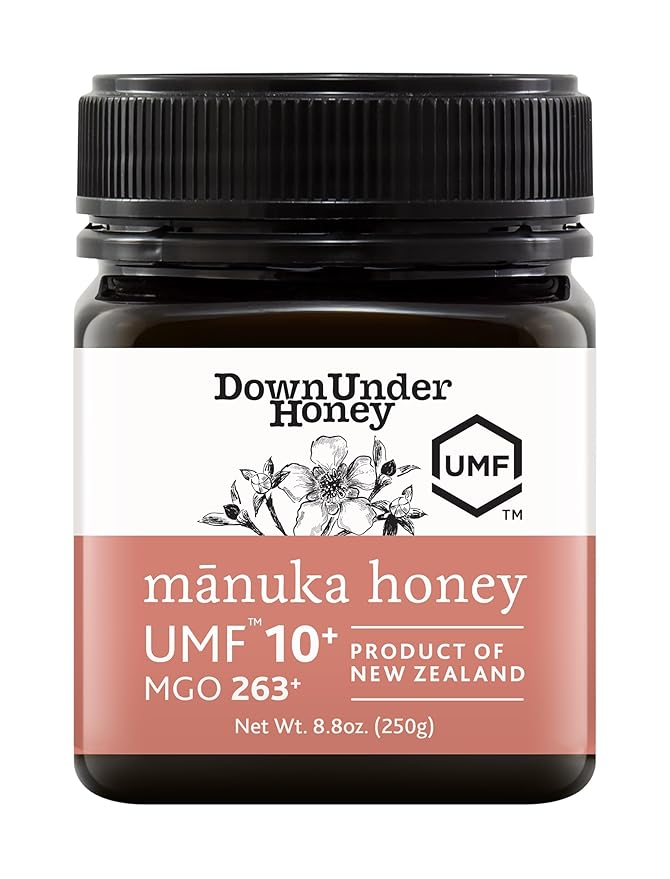 DownUnder Honey New Zealand Manuka Honey UMF 10+ (MGO 263+) Independently Tested and Certified 100% Genuine Honey Manuka Great Taste for Daily Wellness 8.8 oz (250g)
