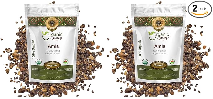 Organic Way Dried Amla/Indian Gooseberry Cut &amp Sifted (Phyllanthus emblica) - Organic &amp Kosher Certified | Raw Vegan Non GMO &amp Gluten Free | USDA Certified | Origin - India (1LBS / 16Oz)