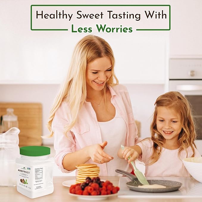 Morning Pep Monk Fruit Sweetener Classic | White Sugar Substitute Keto Diet Friendly 1:1 Sugar Replacement For Baking Coffee Tea Zero Calorie Non Gmo Project Verified OU Kosher White - 2.5 lb