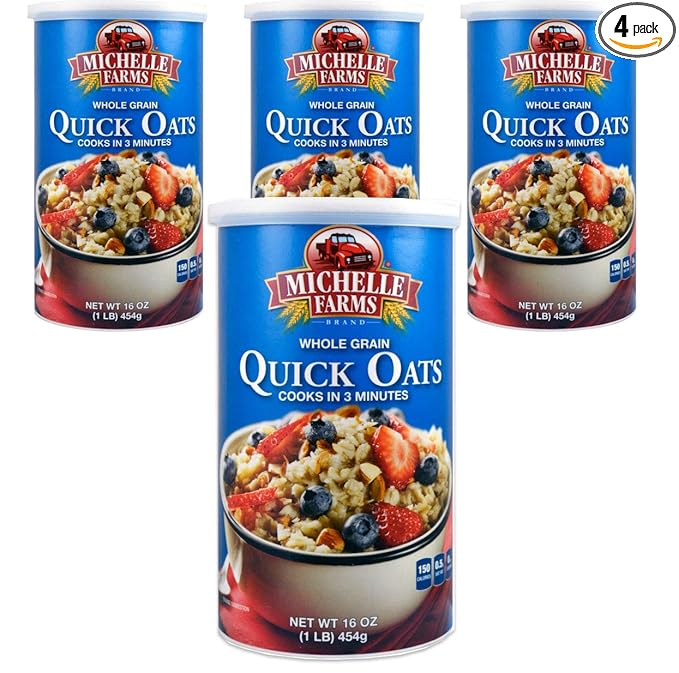 Michelle Farms Oatmeal QUICK OATS (Whole Grain) 16oz (4 Pack)