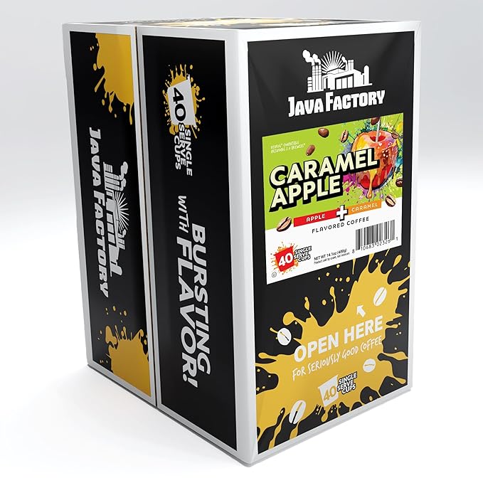 Java Factory Flavored Coffee Pods Caramel Apple Compatible with K Cup Brewers Including 2.0 40 Count