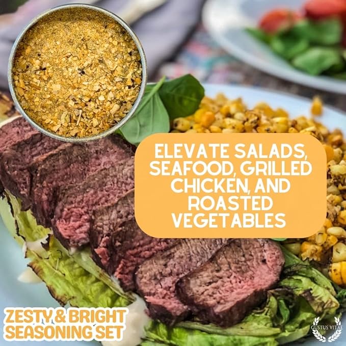 Zesty &amp Bright Seasoning Set | Authentic Small Batch Seasoning Mixes | 6 Gourmet All Natural Spice Blends | Hand Packed Non GMO | Sustainably Sourced Made in USA | GLP-1 Friendly | Artisanal Spi