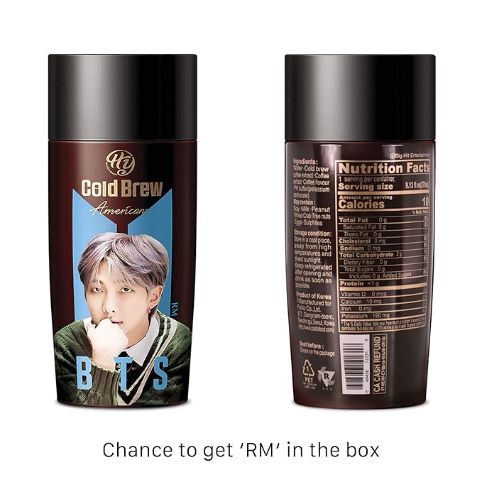 PALDO BTS BangTan Kpop Cold Brew Americano Coffee Bottled Drinks Ready To Drink Unsweetened Beverage Bottle Random Assortment Box (24 Pack x 9.13 Fl Oz)