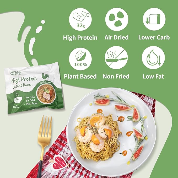 Konjac Jelly Pouch Drinkable Lychee Flavor and High Protein (32g) Instant Ramen Chicken Flavor Noodles Soup 18 Pack Plant-Based Low Carb Low Fat Ready to Eat Holiday Gifts