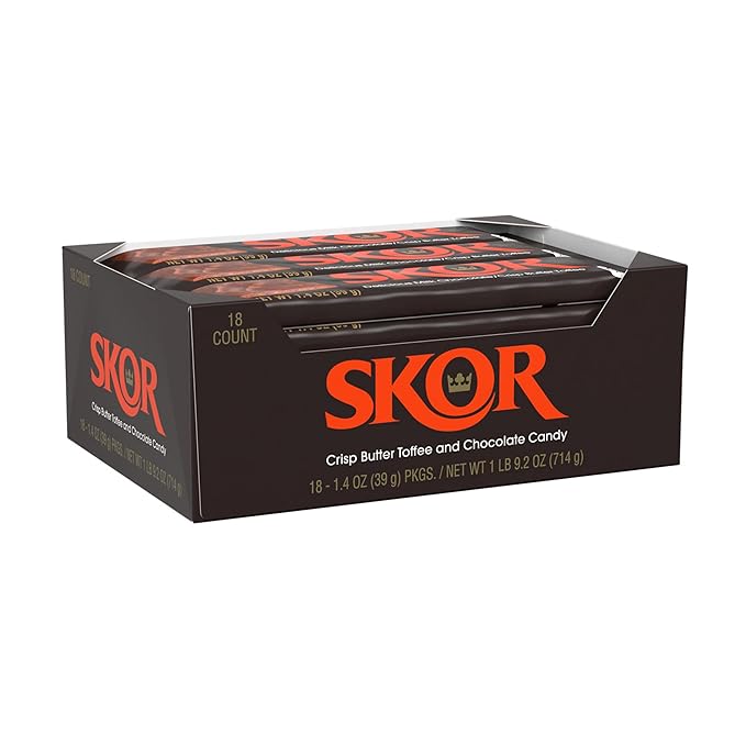 SKOR Crisp Butter Toffee and Chocolate Candy Bars 1.4 oz (18 Count)