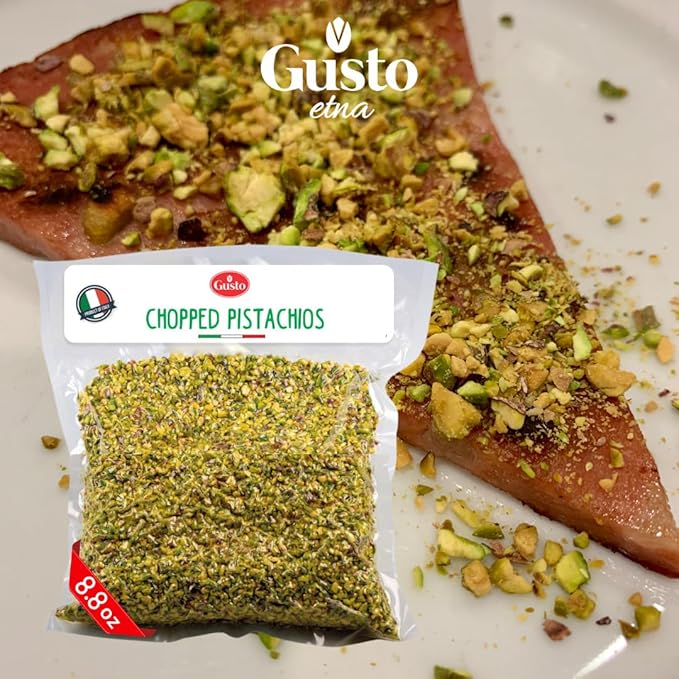 Pistachios Chopped 8.8 oz (250 g) Pistachios Raw unsalted chopped Pistachio nuts for ice cream sundaes Gusto Etna Non GMO Product of Italy